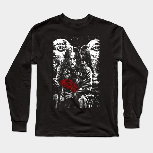 The Crow brandon lee 94 1994 goth mime emo Long Sleeve T-Shirt by JonathanGrimmArt